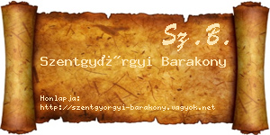 Szentgyörgyi Barakony névjegykártya